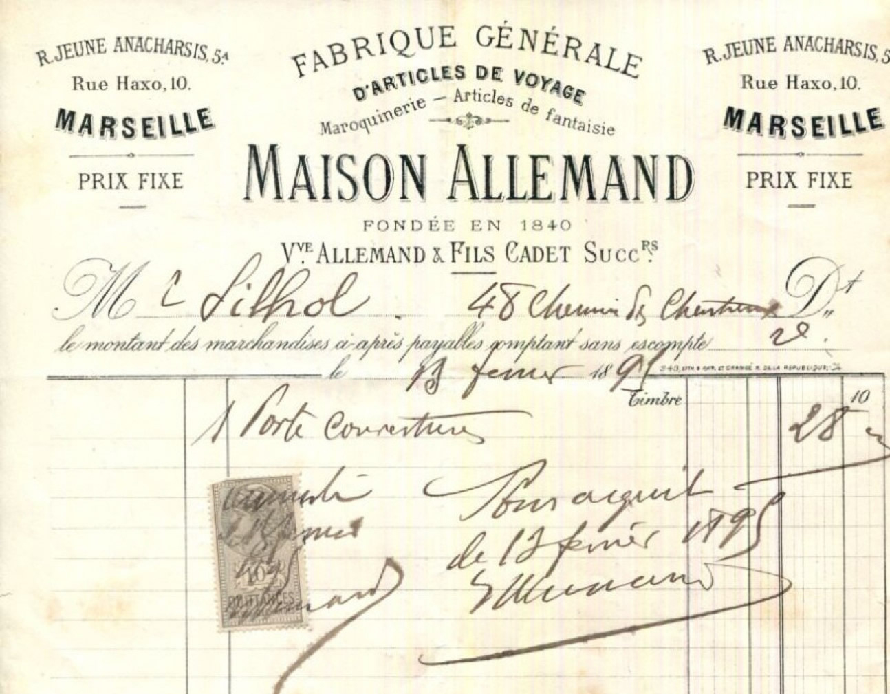 Facture 10-rue-haxo-maison-allemand-fabrique-generale-d-articles-de-voyages-marseille-1